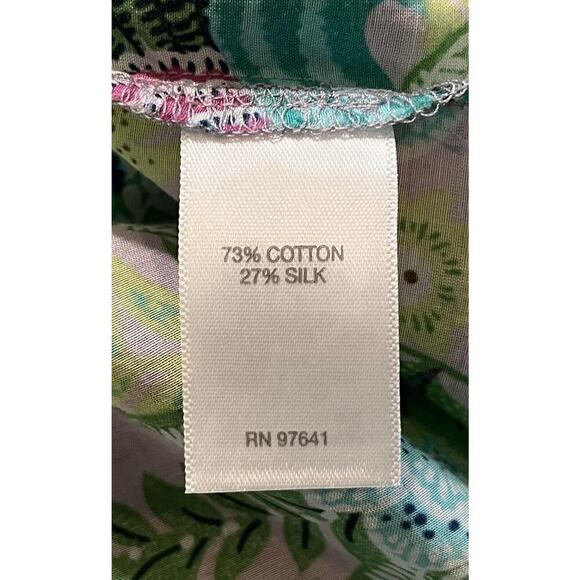 J. Jill Jasmine Floral Button Down Blouse Cotton Silk XS Spring Summer Tropical - Picture 8 of 9